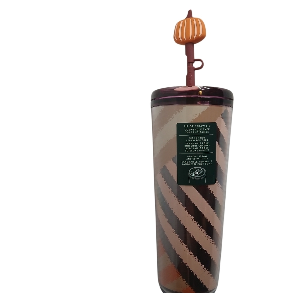 Starbucks Tumbler Fall Pumpkin Topper Hot Cold Sip Straw Limited Edition Venti